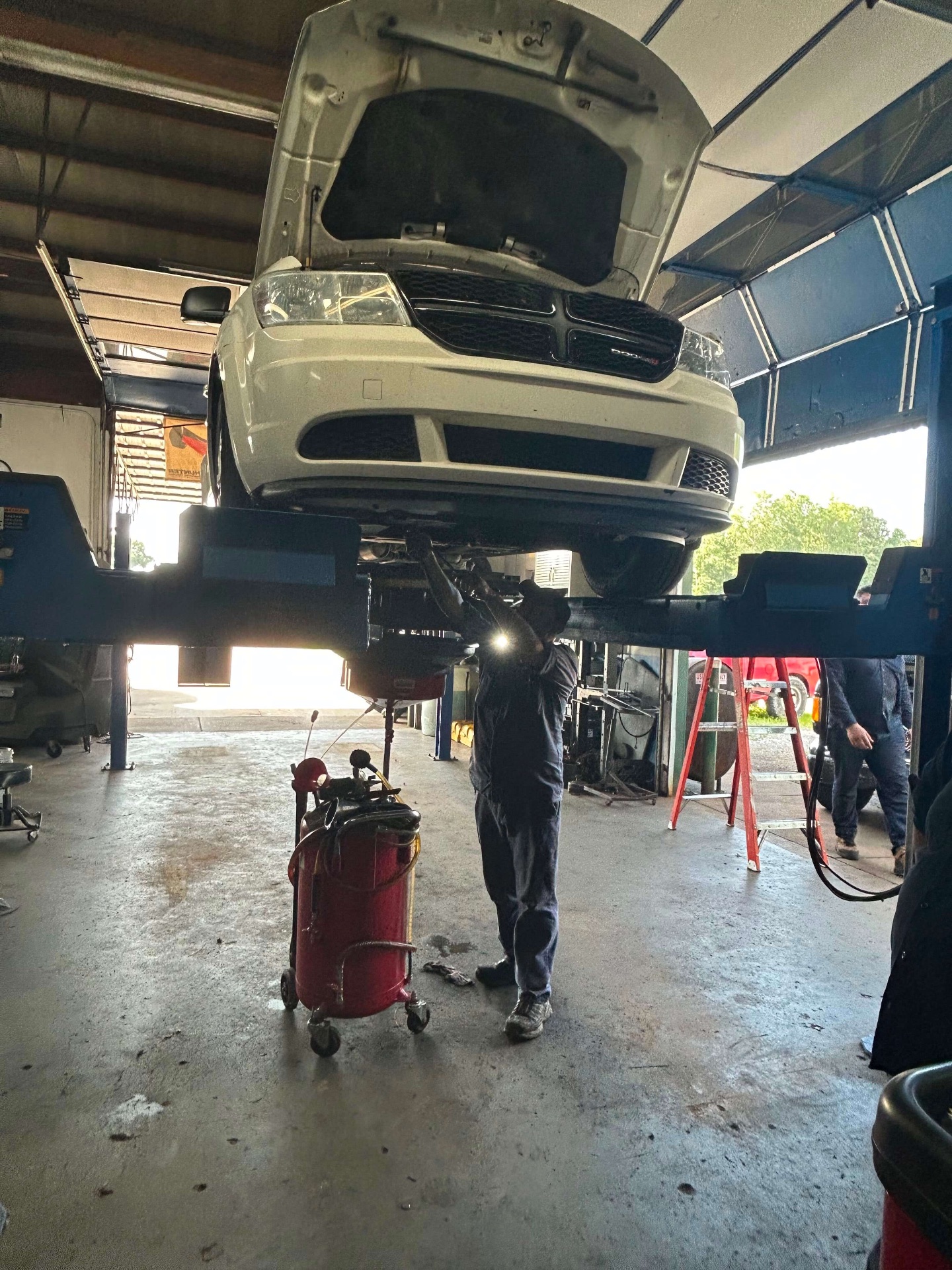 Under-vehicle service on a Dodge